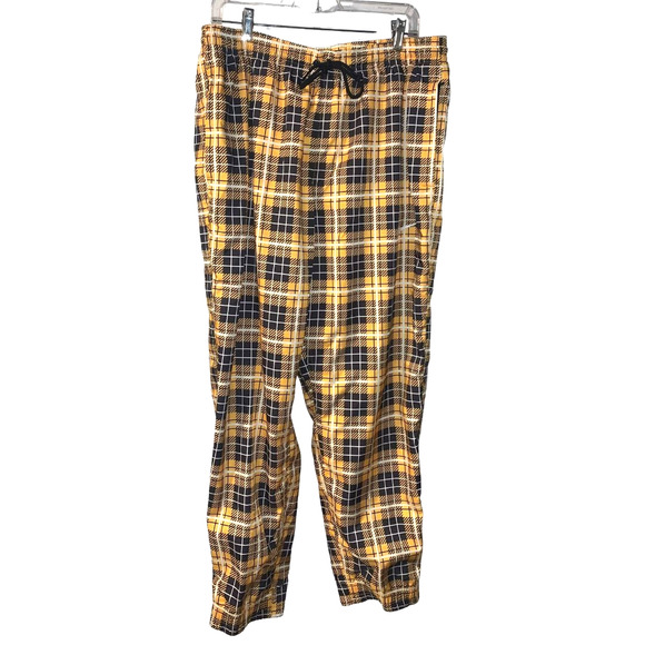 Nike Unisex Yellow Woven Plaid Track Pants Size XL Drawstring Waist Athleisure - Picture 1 of 8
